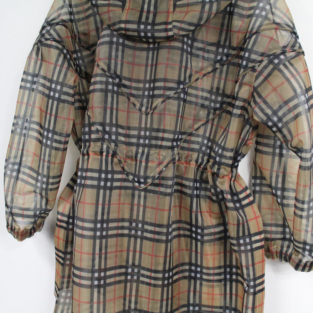 Burberry Nova Check Mesh Plaid Transparent Long Jacket - Picture 13 of 16